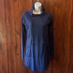 BloqUV Hoodie Dress Womens X-Small Blue Lightweight Sun Hiking Pockets Active
